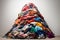 A pile of clothes looking like a mountain, concept of Accumulation, created with Generative AI technology