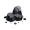Pile of coal. Fossil stone of black mineral resources. Polygonal shapes. Rock stones of graphite or charcoal. Energy