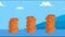 Pile coins money dollars and hill animation