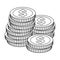 A pile of coins for reckoning in a casino. Gambling.Kasino single icon in outline style vector symbol stock illustration