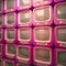 Pile of color retro TV. Antique television sets background. 3D illustration