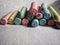 A pile of colored chalk pieces
