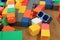 Pile of colorful big blocks building toys foam. Education preschool indoor playground