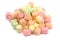 Pile of Colorful Fruit Flavored Marshmallows on a White Background