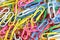 Pile of colorful paperclip.