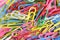 Pile of colorful paperclip.