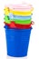 Pile of coloured buckets