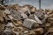 A pile of construction debris and stones