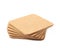 Pile of cork textured coasters isolated