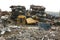 Pile of Crushed Cars at Scrap Yard