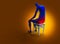 Pile decease. Man painfully sitting on a chair. 3D illustration