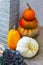 Pile of decorative Pumpkins on Door Step