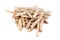 Pile of dehydrated taro snack sticks isolated over white