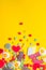 Pile of delicious colourful chewing candies background. Colourful sweets