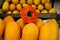 Pile of delicious fresh ripe papayas at market