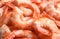 Pile of delicious peeled shrimps as background