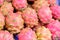 Pile Dragon fruit in the market.