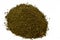 Pile of dried chopped mint leaves, used with meats, fruit desserts, drinks and tea, also for garnishing dishes and platters,