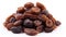 Pile of dried raisins on white surface. Suitable for food and nutrition-related projects