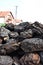 A pile of dry lignite coal ready for heating