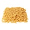 Pile of dry rotini pasta over isolated white background