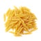 Pile of dry yellow penne pasta isolated