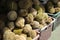 Pile of durian fruit for sale