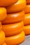 Pile of Dutch cheese on a market