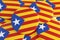 Pile of Estelada Blava Catalan Separatism Flag Buttons, Catalonia Independence Concept, 3d illustration