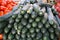 Pile of fresh cucumbers in a market in Croatia