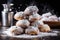 a pile of fresh, fluffy donuts with powdered sugar
