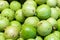 Pile of fresh guavas background