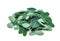 Pile of fresh moringa leaves isolated on white