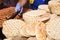 Pile of fresh pita flat bread. Gluten free lebanese or greek specialty