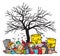 Pile of garbage under the tree vector illustration