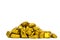 A pile of gold nuggets or gold ore on white background, precious stone or lump of golden stone, financial and business concept