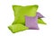 Pile of green and violet pillows