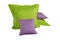 Pile of green and violet pillows