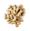 Pile group of boiled peanut, boiled peanut bean fall down pour on ground. Tropical boiled peanut shot close up. White background