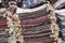 Pile of handmade carpets on Istanbul Grand Bazaar