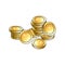 Pile, heap of shiny gold coins, money symbol