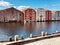 Pile houses in Trondheim, famous landmark of the Norwegian city