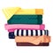 Pile of ironed linen clean folded clothes vector flat textile clothing softness washing wardrobe