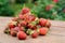 Pile of just gathered strawberries