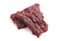 A Pile of Kippered Beef Steak Beef Jerky Isolated on a White Background