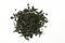 Pile of leaves Earl Gray black tea on white background