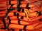 Pile of life-jackets ready for shipping.