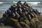 Pile of mussels on sea sand. Generate ai