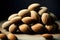 A Pile Of Nuts Sitting On Top Of A Wooden Table. Generative AI