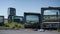 Pile of old televisions displayed along the road